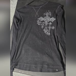 G By Guess Black Graphic Thermal Long Sleeve